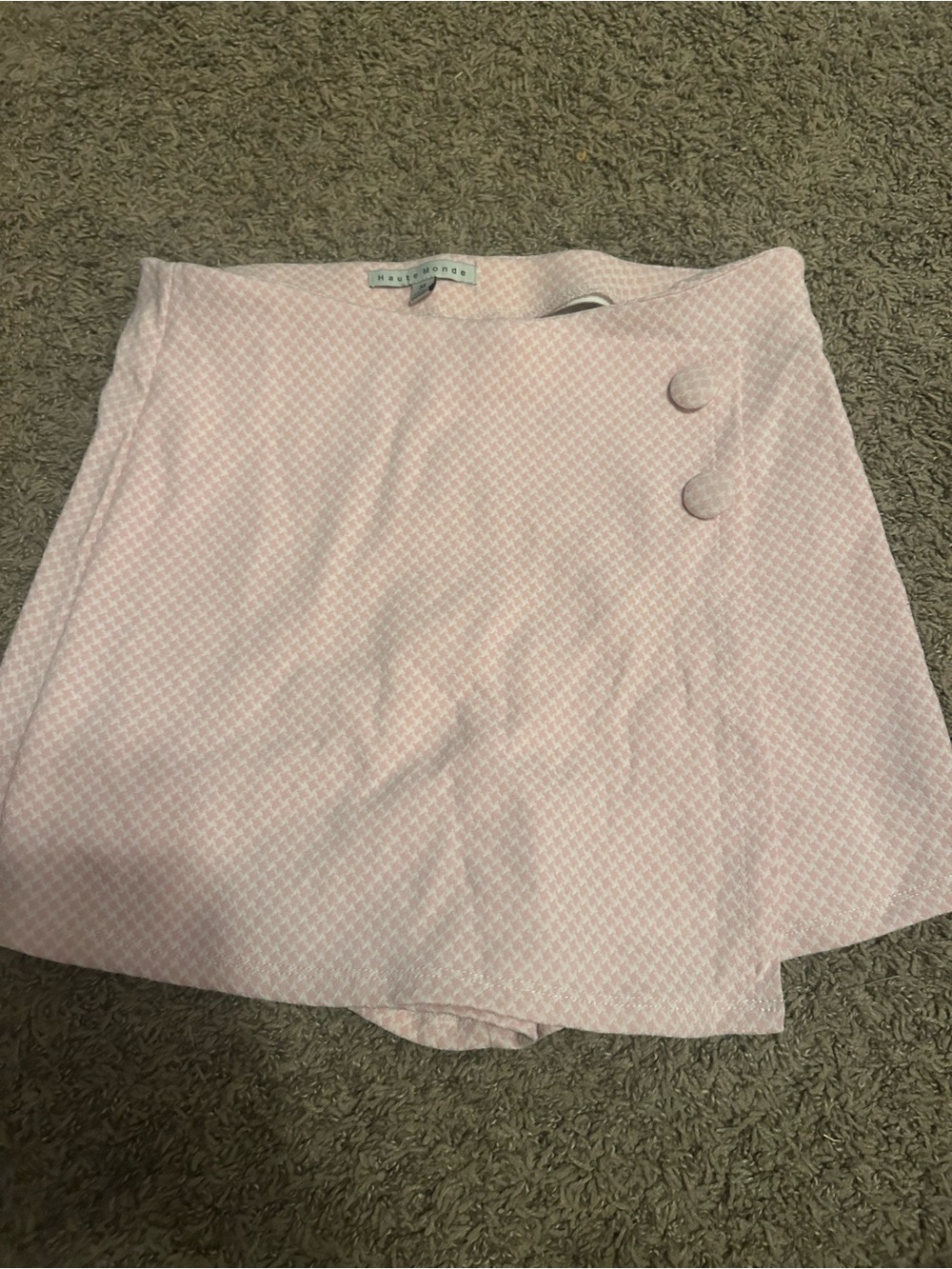 Haute Monde Light Pink Houndstooth Mini Skort